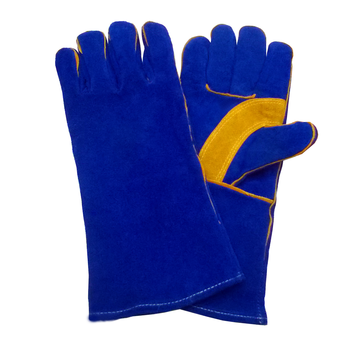 Краги спилковые синие Люкс